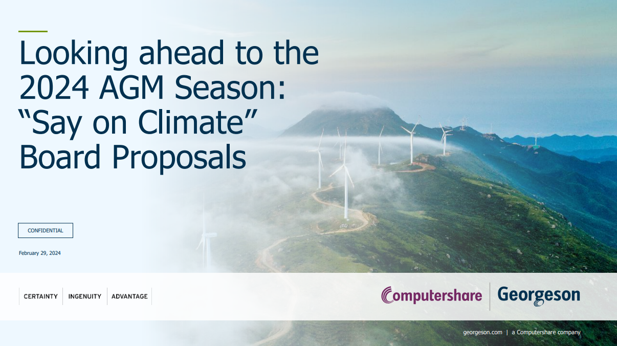 Looking ahead to the 2024 AGM Season: “Say on Climate” Board Proposals