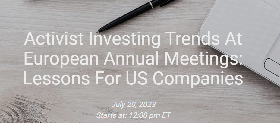 Activist Investing Trends At European Annual Meetings: Lessons For US Companies