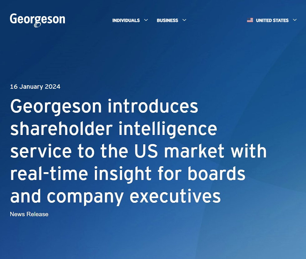 Georgeson introduces shareholder intelligence service to the US market 